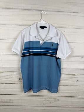 U.S. Polo Assn. Men's Large Engineered Striped Performance Polo Shirt